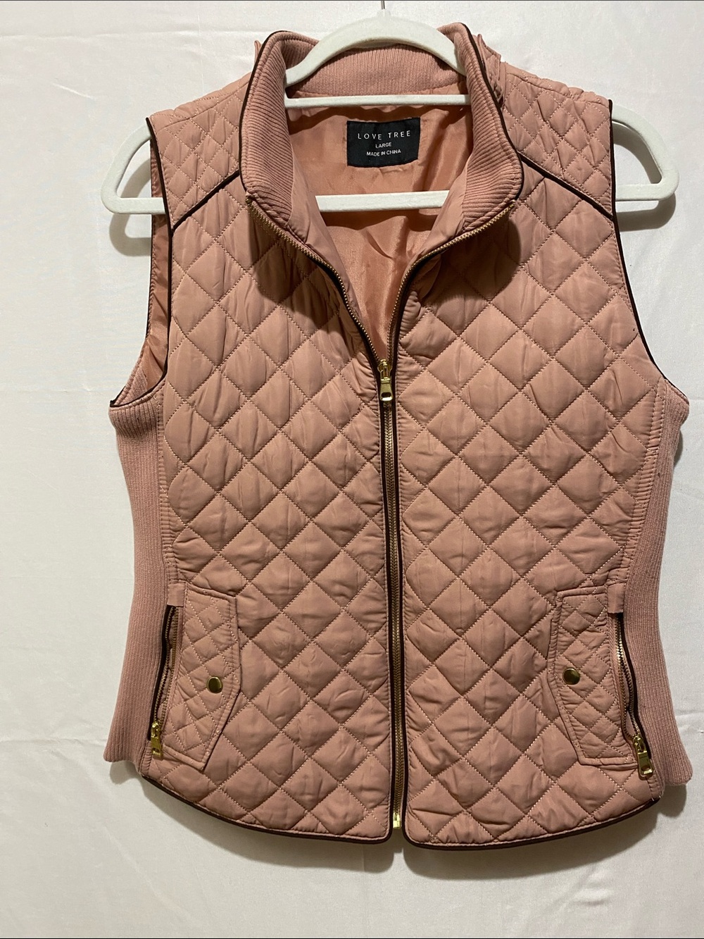 Love Tree Quilted Mauve Pink Sleeveless Puffer Vest